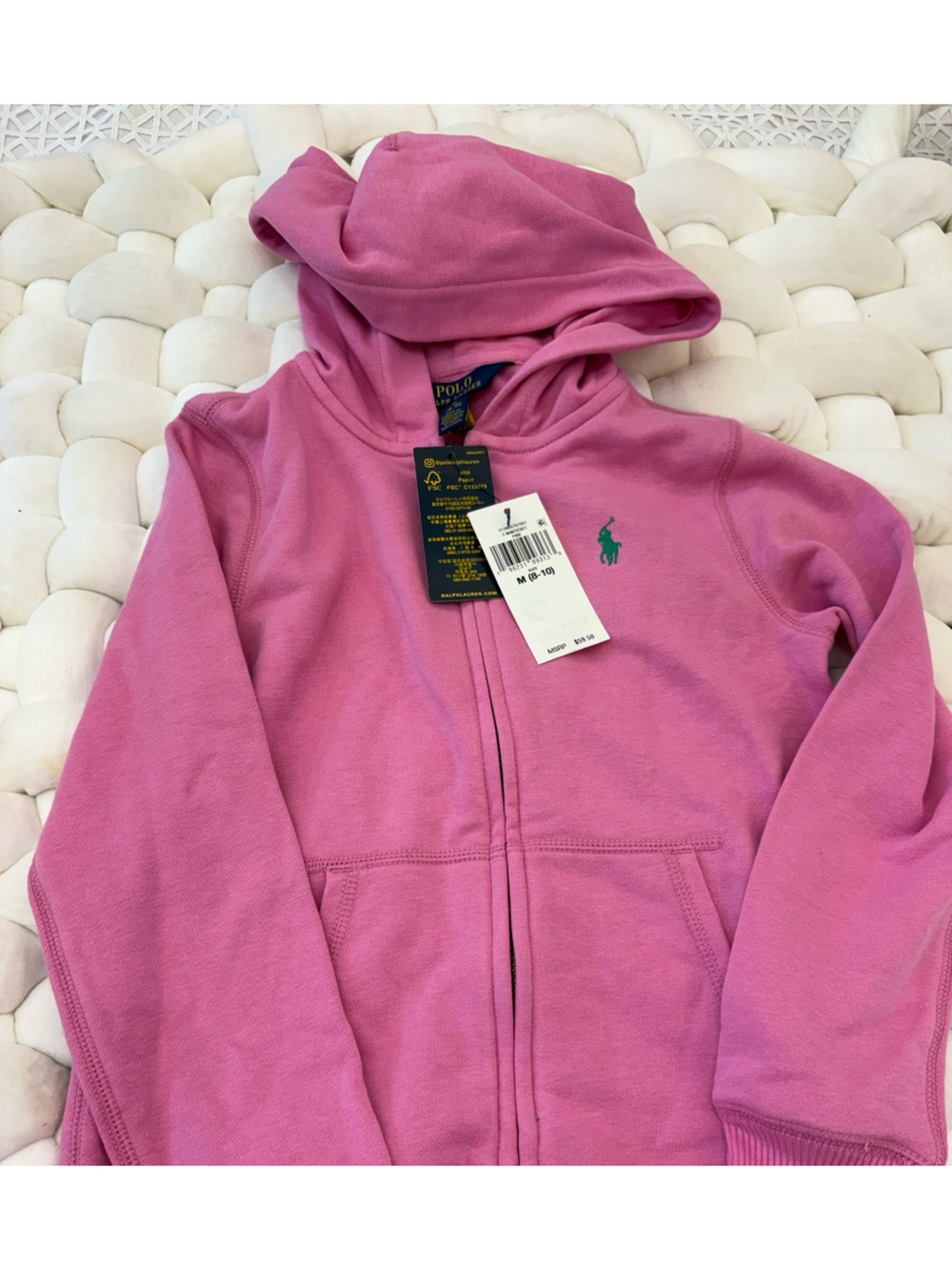 Polo by Ralph Lauren Pink Hoodie with Green Pony Logo